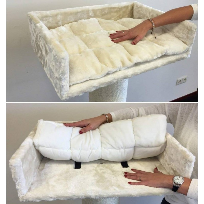 Creme vit sovhylla 60x43 cm med kudde till Royal klösträd - Gamleby hämtlager