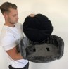 Mörkgrå, rund sovhylla Ø 50 cm med kudde till Royal klösträd - Gamleby hämtlager